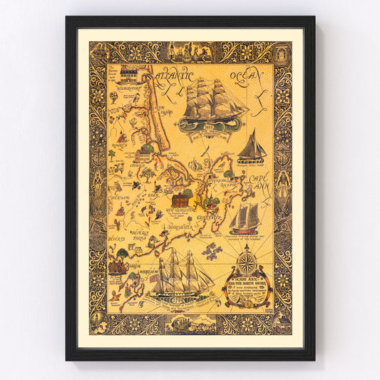 Vintage Map of Cape Ann, 1927