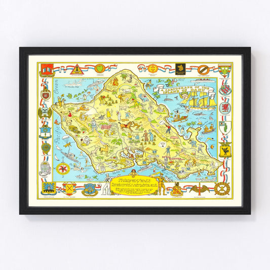 Vintage Map of Oahu, 1933