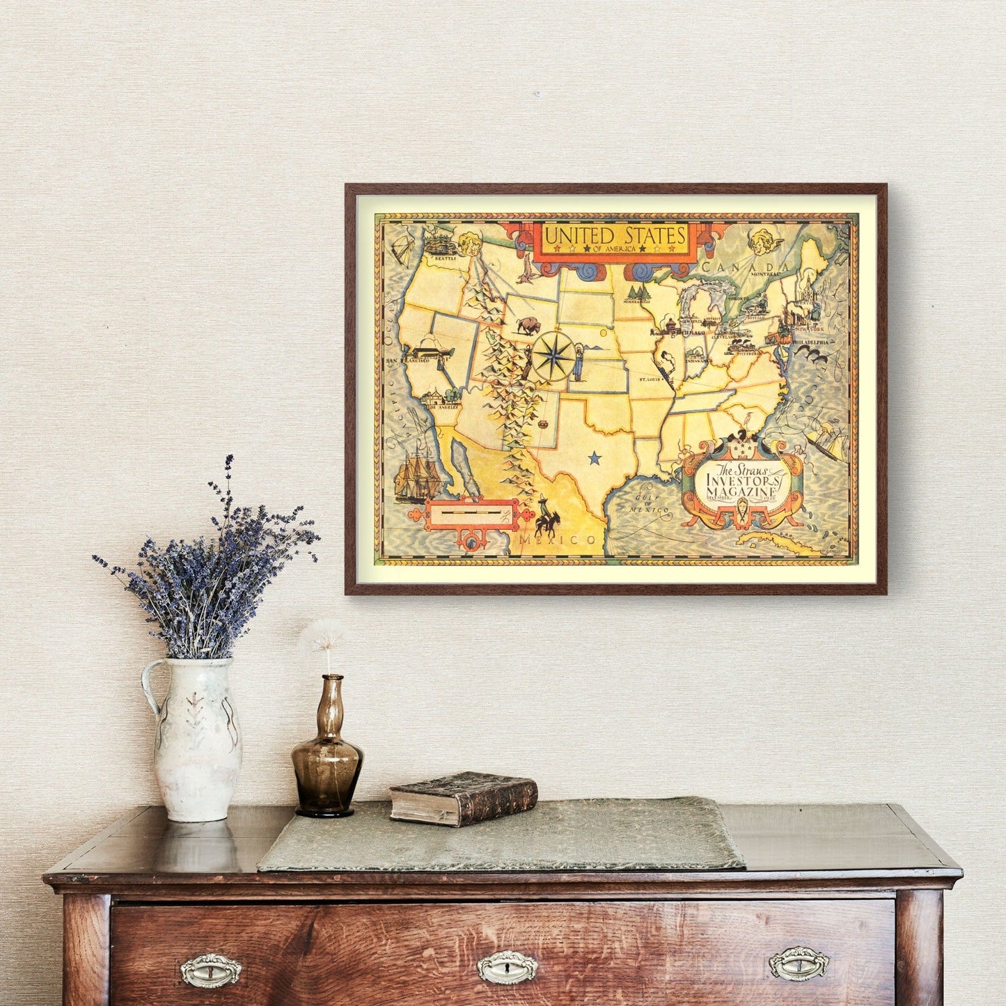 Vintage Map of United States 1926