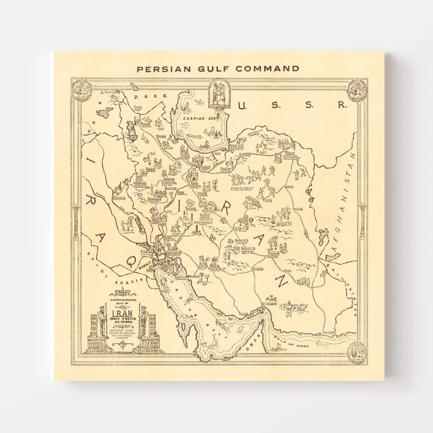Vintage Map of Iran 1944