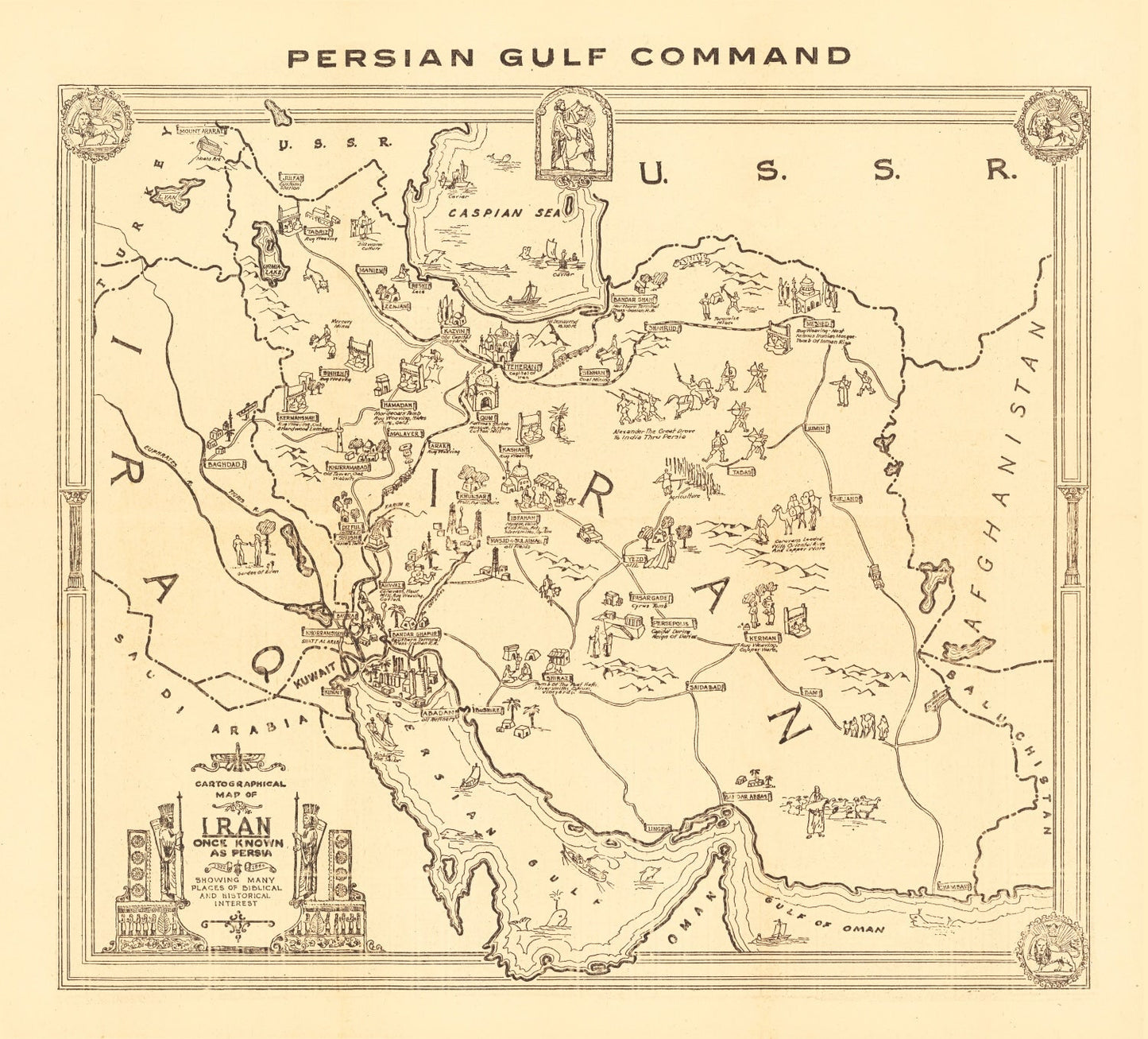 Vintage Map of Iran 1944