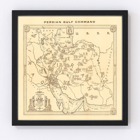 Vintage Map of Iran 1944