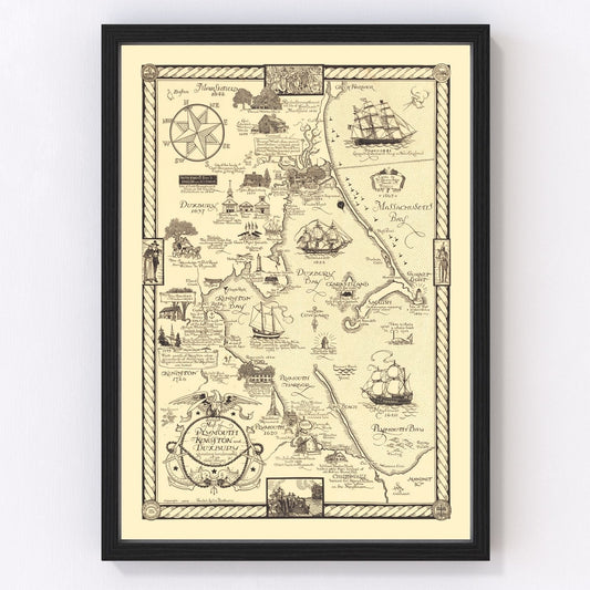 Vintage Map of Plymouth & Duxbury, 1929