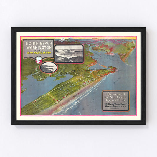 Vintage Map of North Beach Washington, 1918