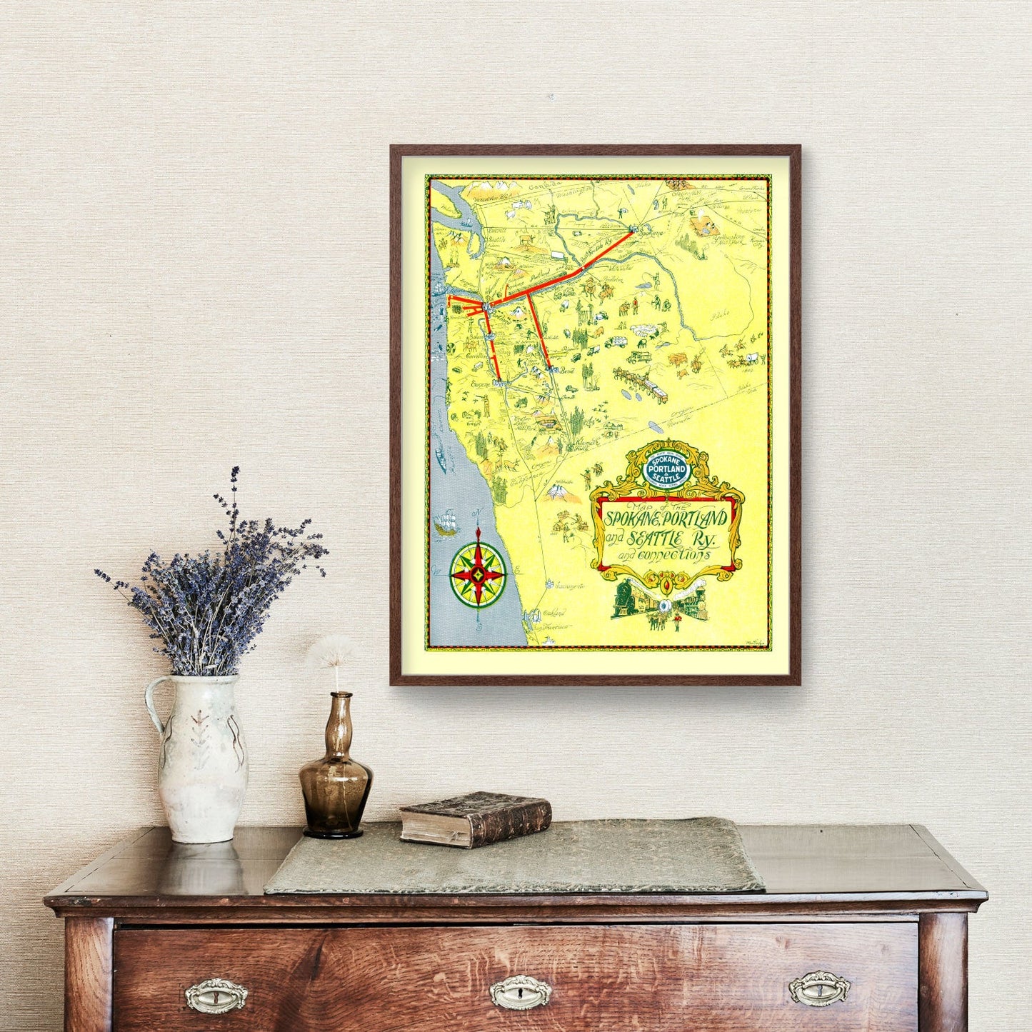 Vintage Railroad Map of United States 1917