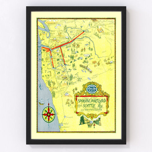 Vintage Railroad Map of United States 1917