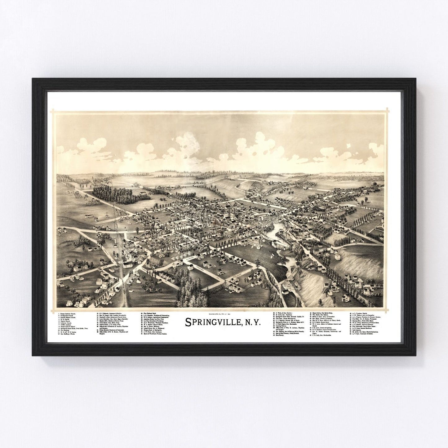 Vintage Map of Springville, New York 1892