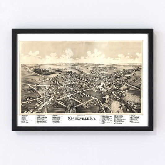 Vintage Map of Springville, New York 1892