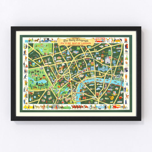 Vintage Map of London, England 1950
