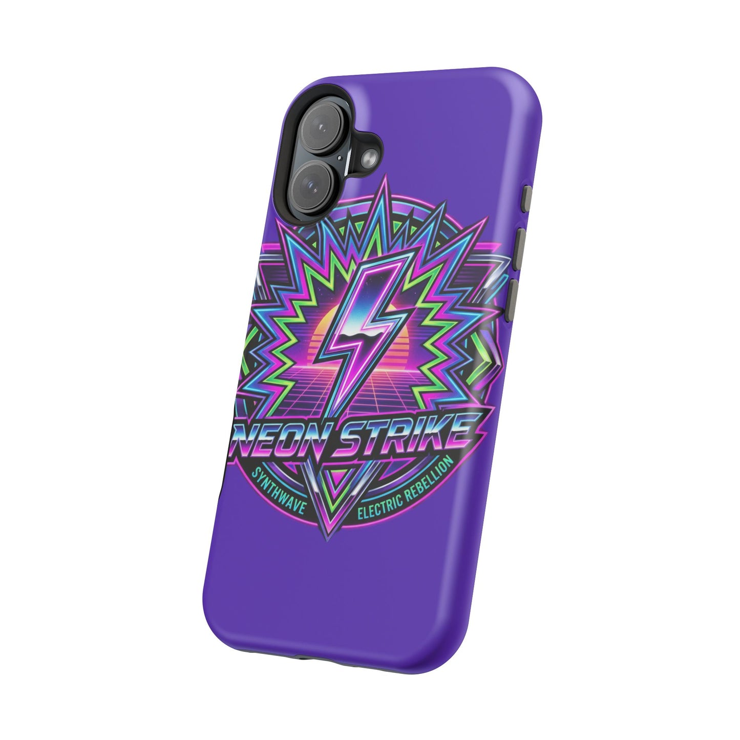 Neon Strike Phone Case — Retro 80s Lightning Magnetic Impact-Resistant Cover