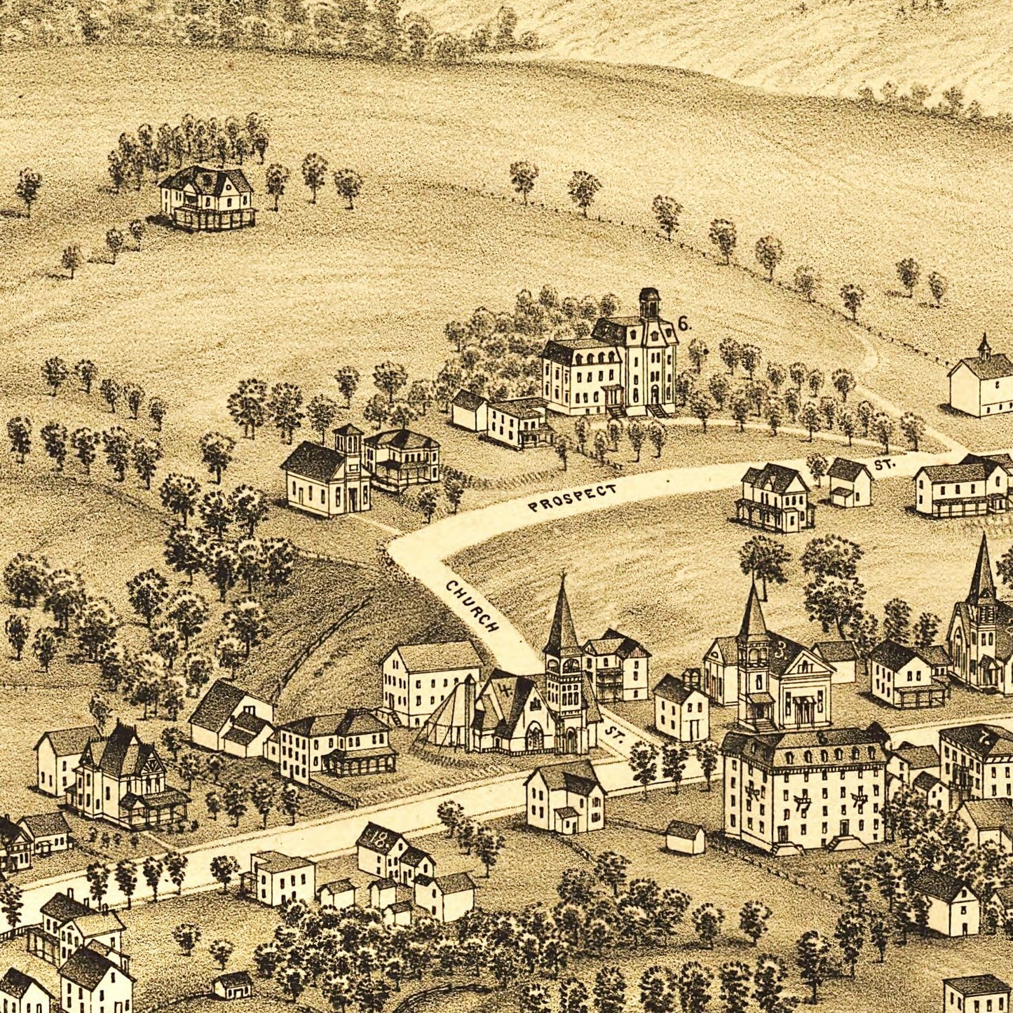 Vintage Map of Stamford, New York 1890