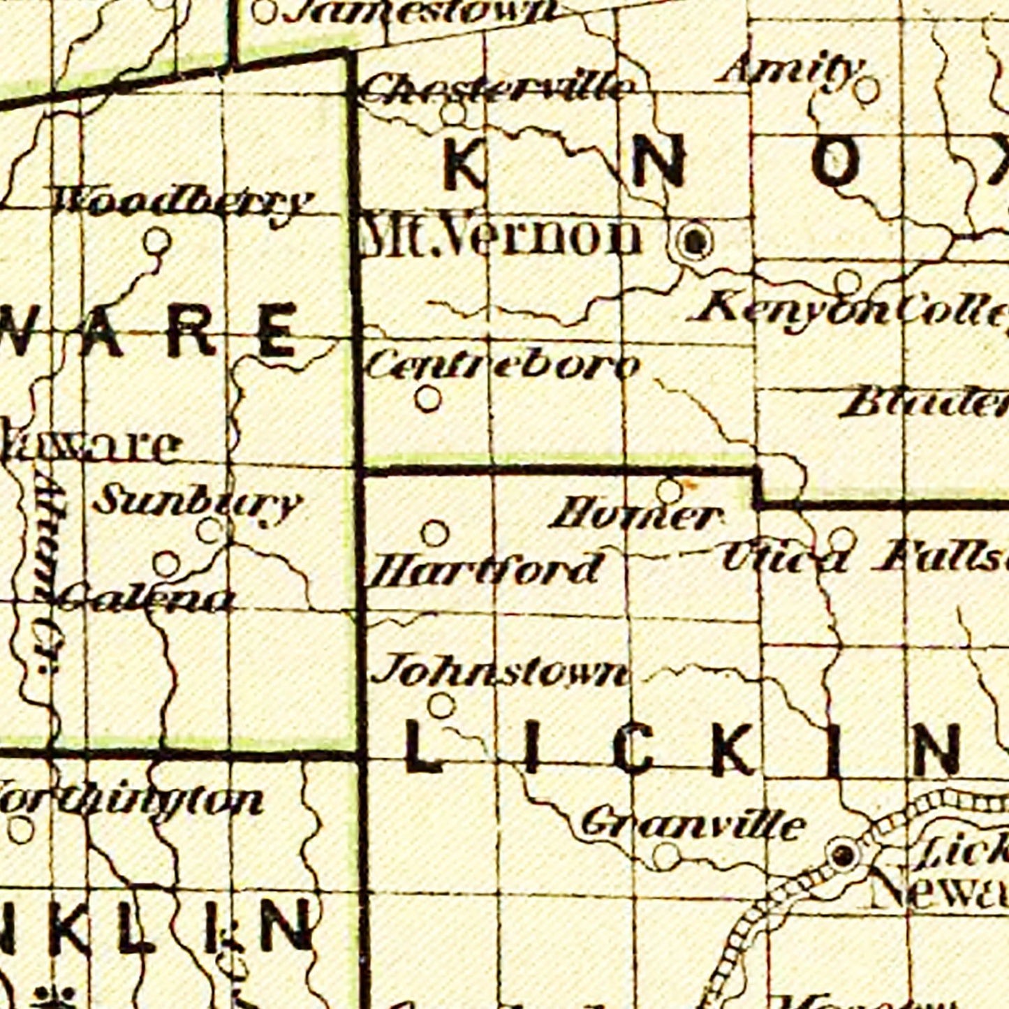 Vintage Map of Ohio 1845