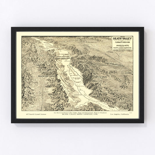 Vintage Map of Death Valley National Park, 1929