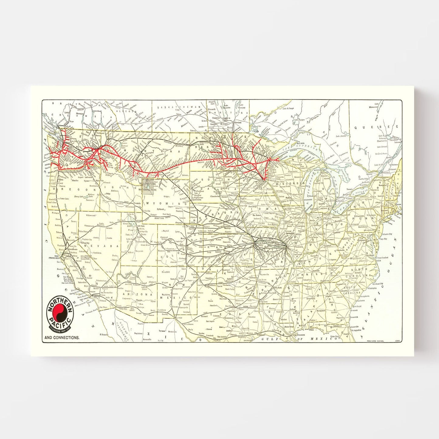 Vintage Map of Yellowstone National Park, 1909