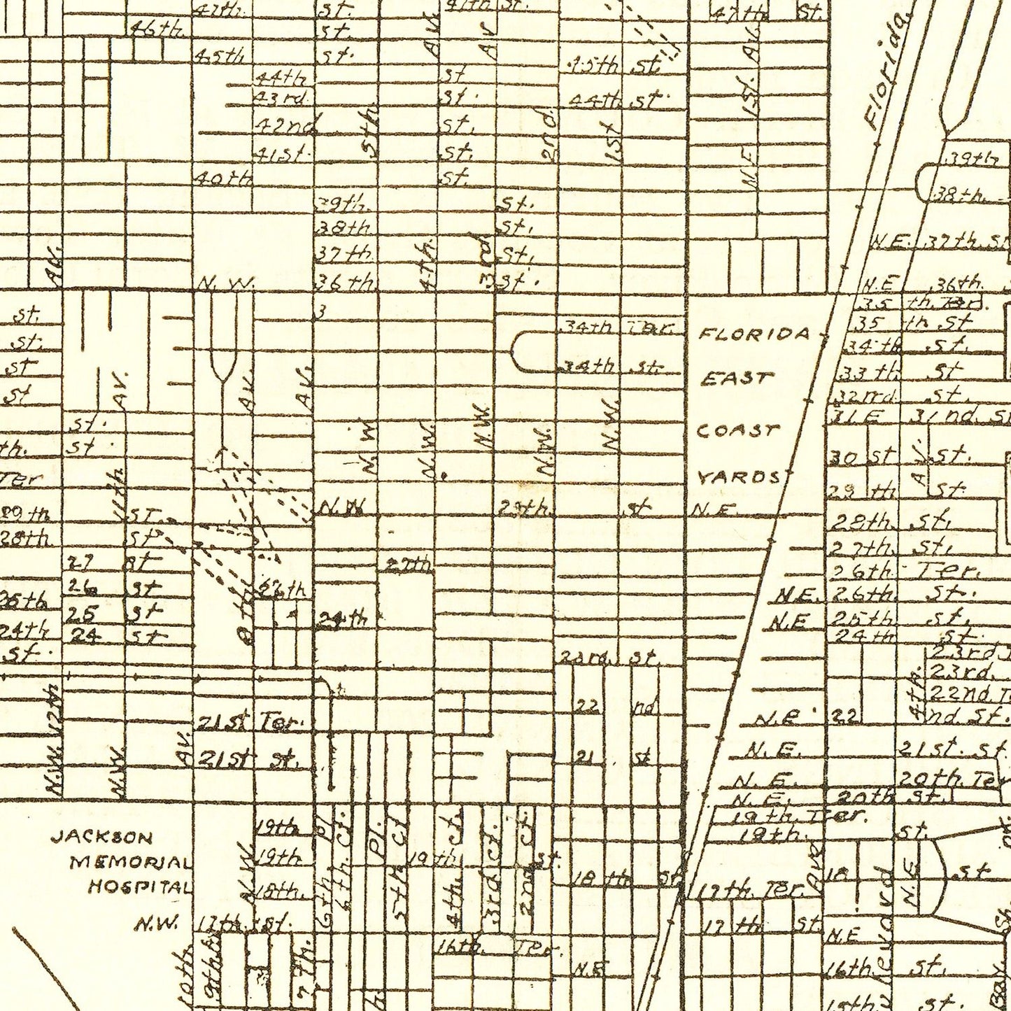 Vintage Map of Miami, Florida 1934
