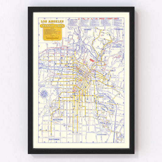 Vintage Map of Los Angeles, California 1946
