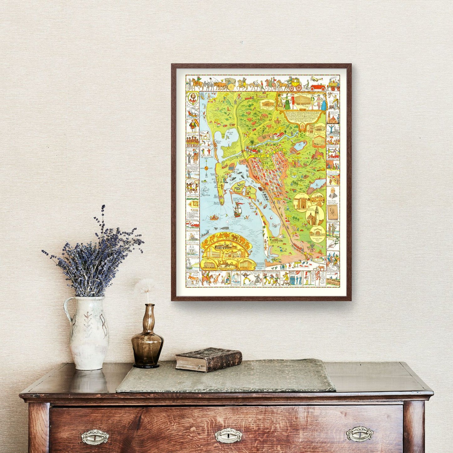 Vintage Map of San Diego, California 1928