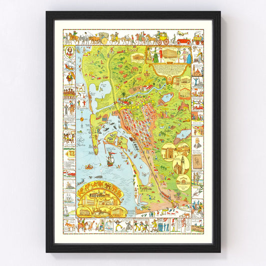 Vintage Map of San Diego, California 1928
