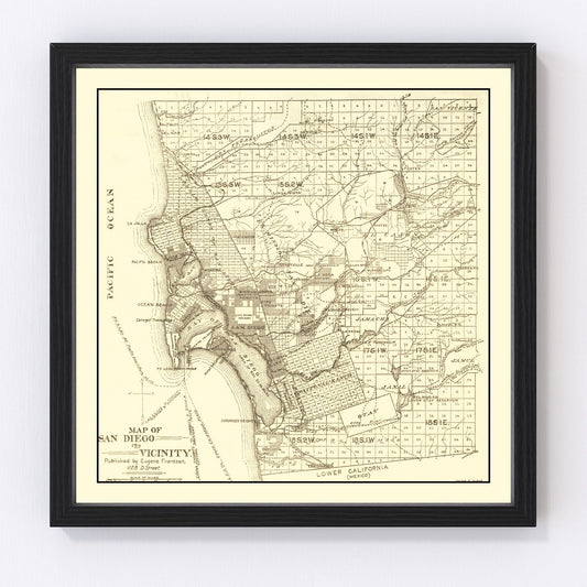 Vintage Map of San Diego, California 1895