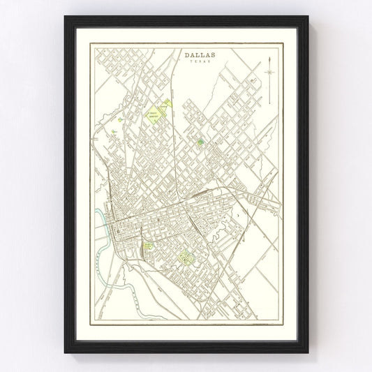Vintage Map of Dallas, Texas 1893