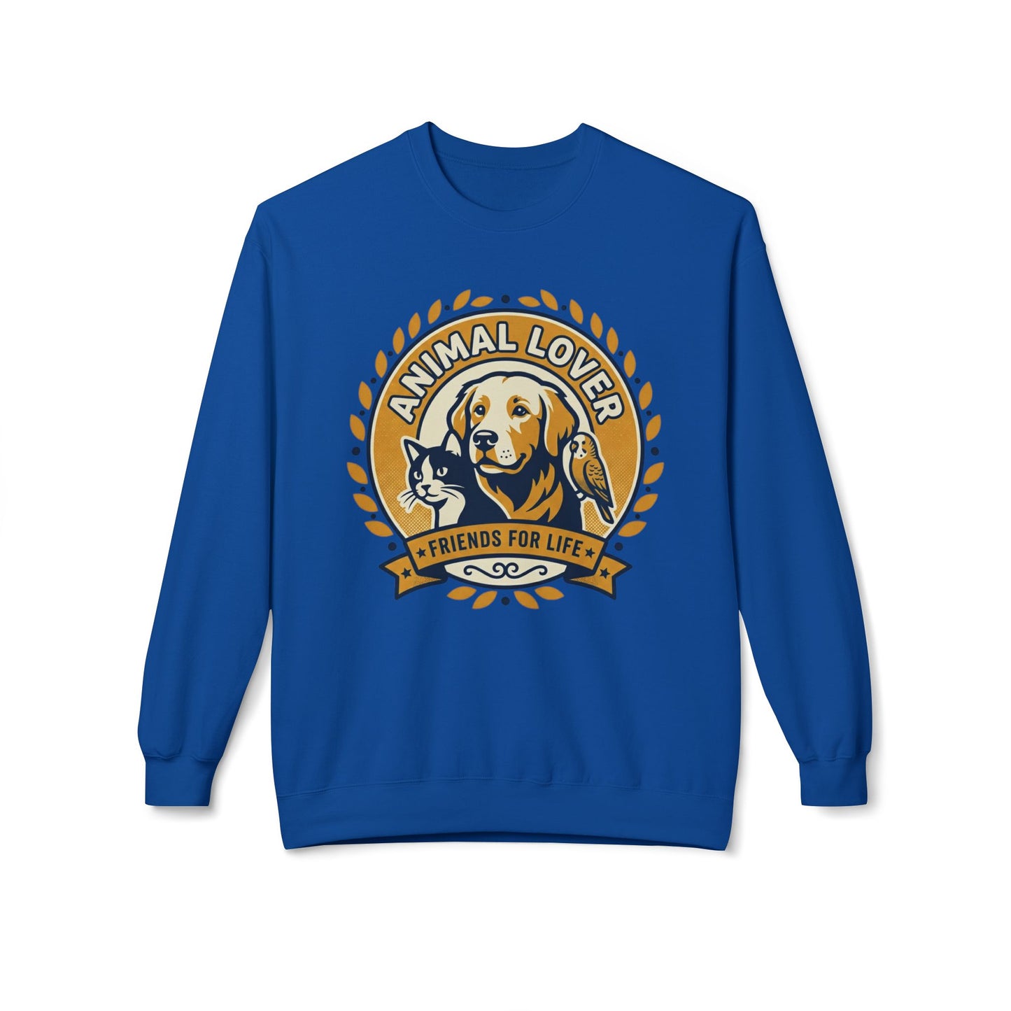 Animal Lover Crewneck Sweatshirt — "Animal Lover • Friends for Life" Graphic