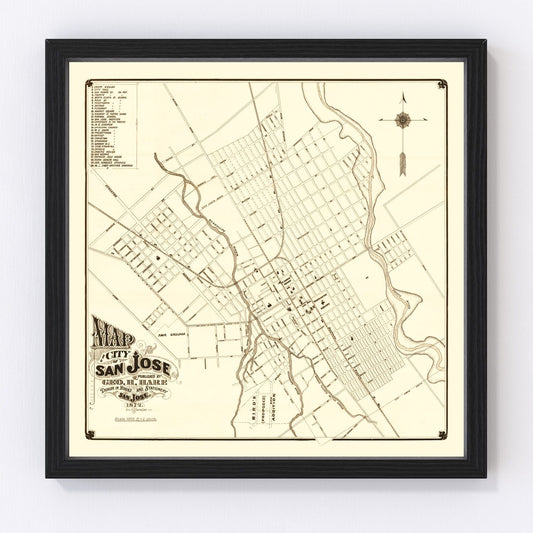 Vintage Map of San Jose, California 1872