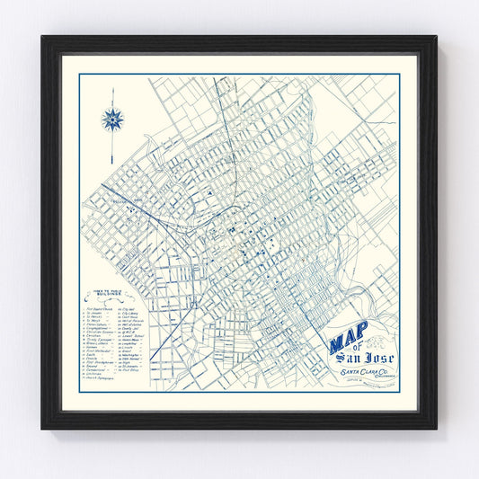 Vintage Map of San Jose, California 1909