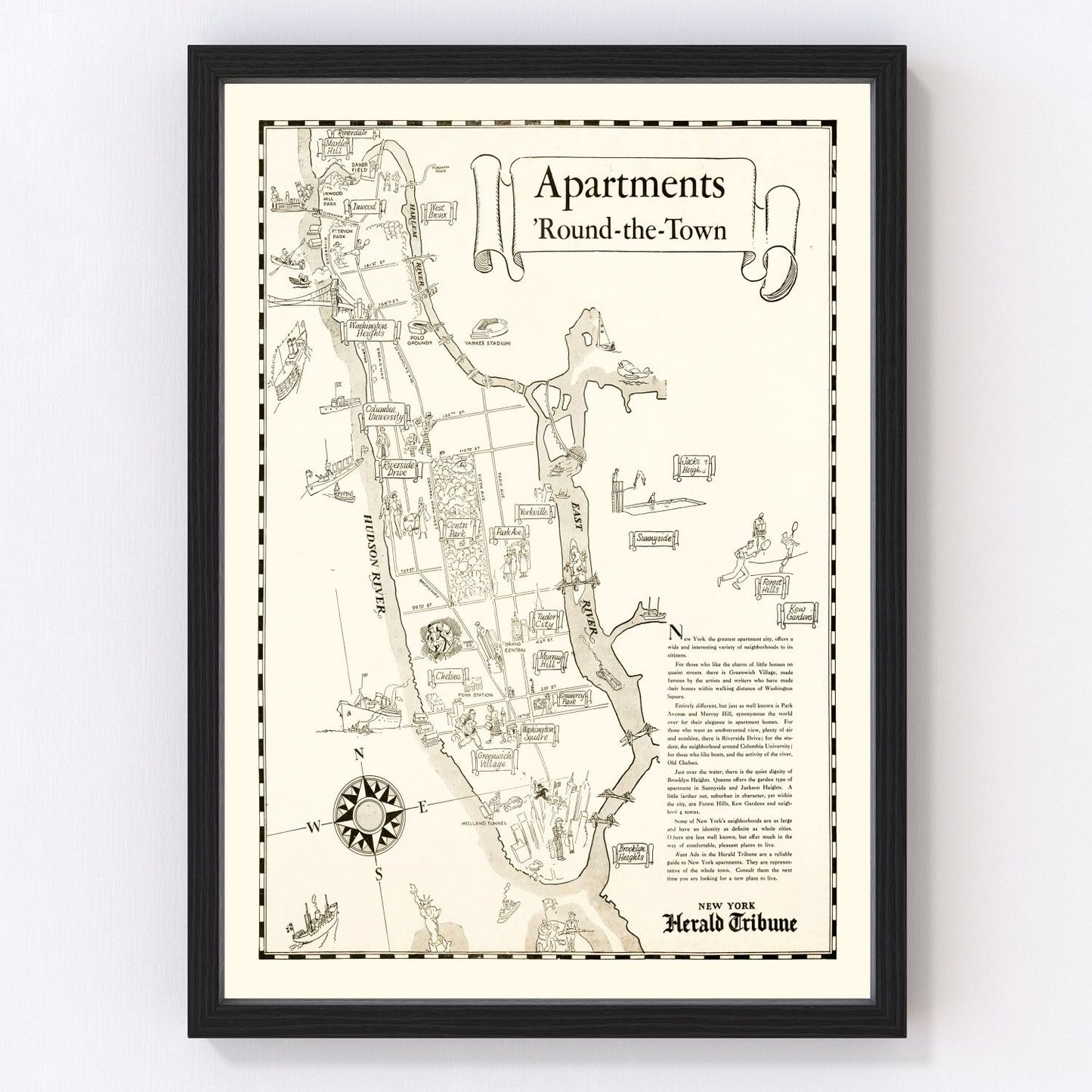Vintage Map of Manhattan, New York 1935