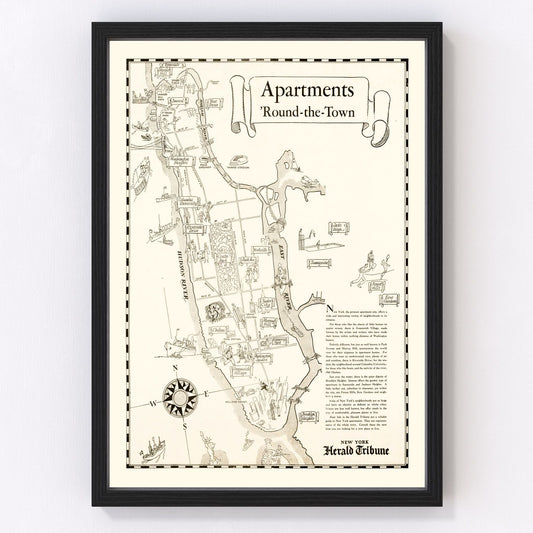 Vintage Map of Manhattan, New York 1935