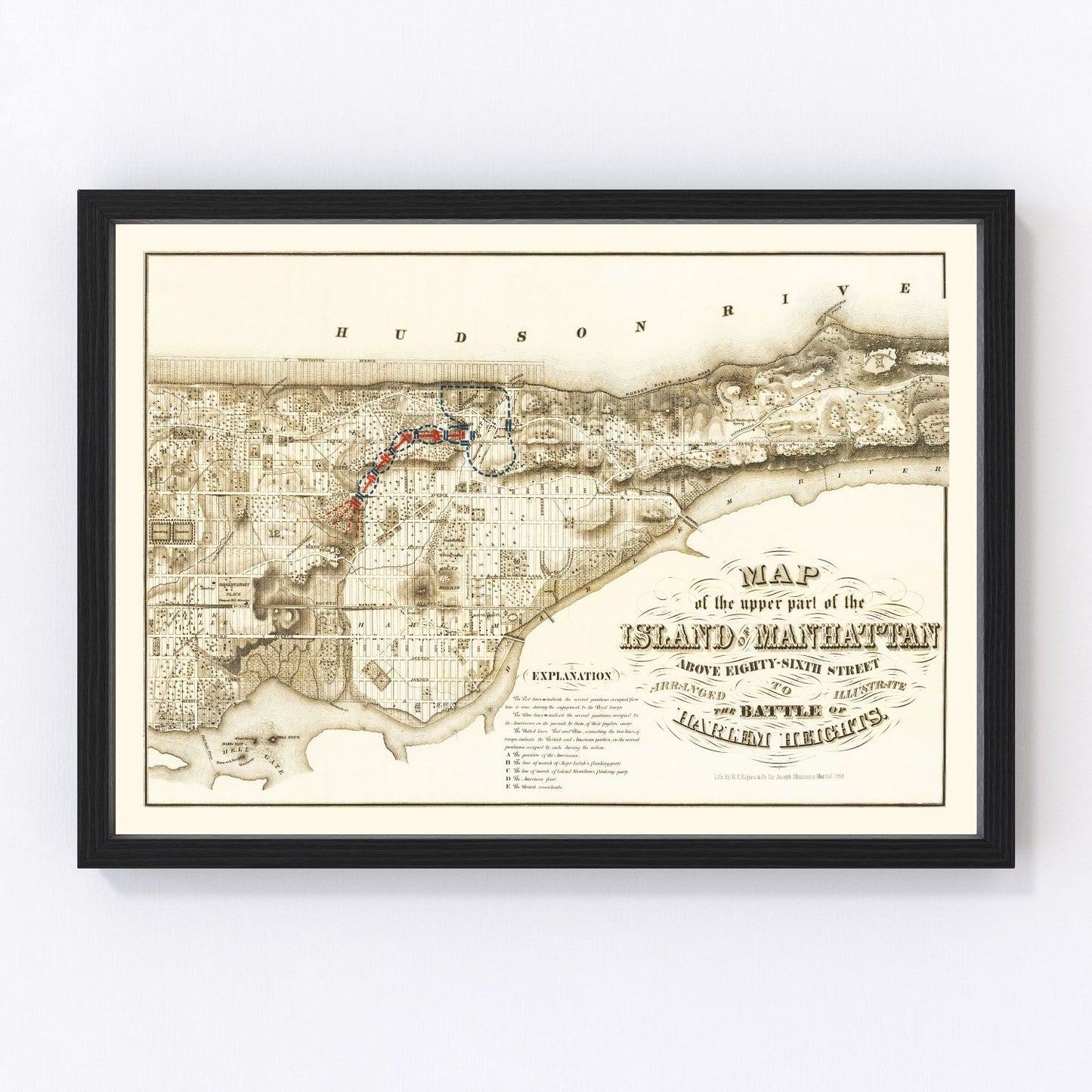 Vintage Map of Manhattan, New York 1868