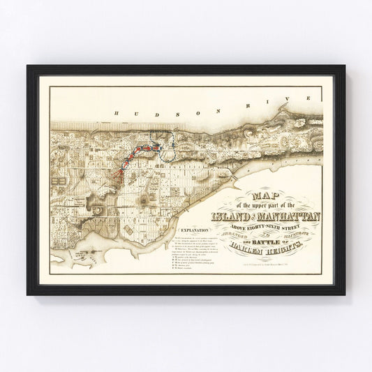 Vintage Map of Manhattan, New York 1868
