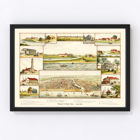 Vintage Map of Chicago, Illinois 1893