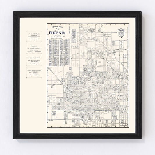 Vintage Map of Phoenix, Arizona 1920