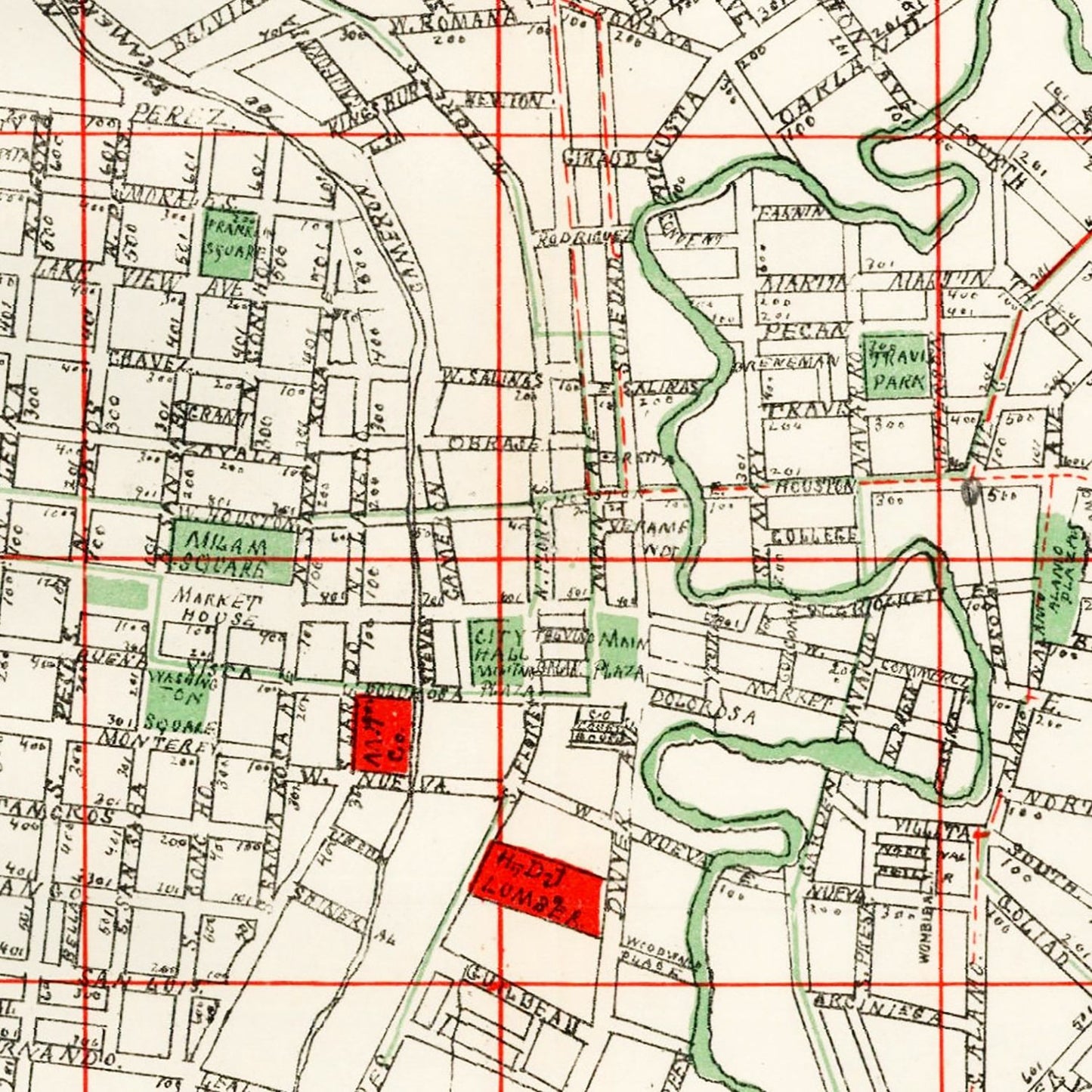 Vintage Map of San Antonio, Texas 1895