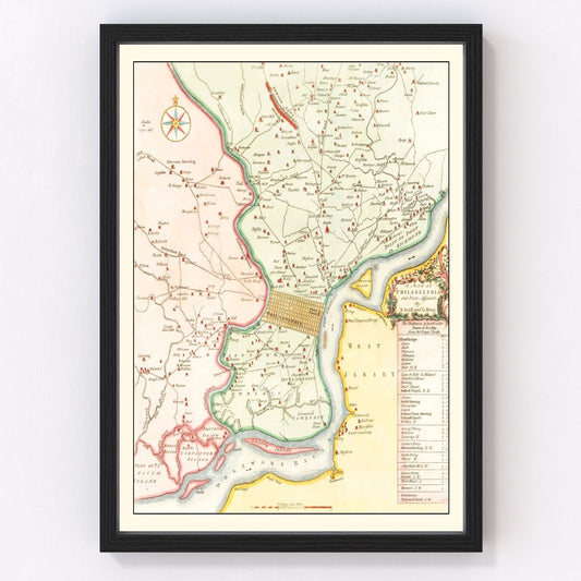 Vintage Map of Philadelphia, Pennsylvania 1753