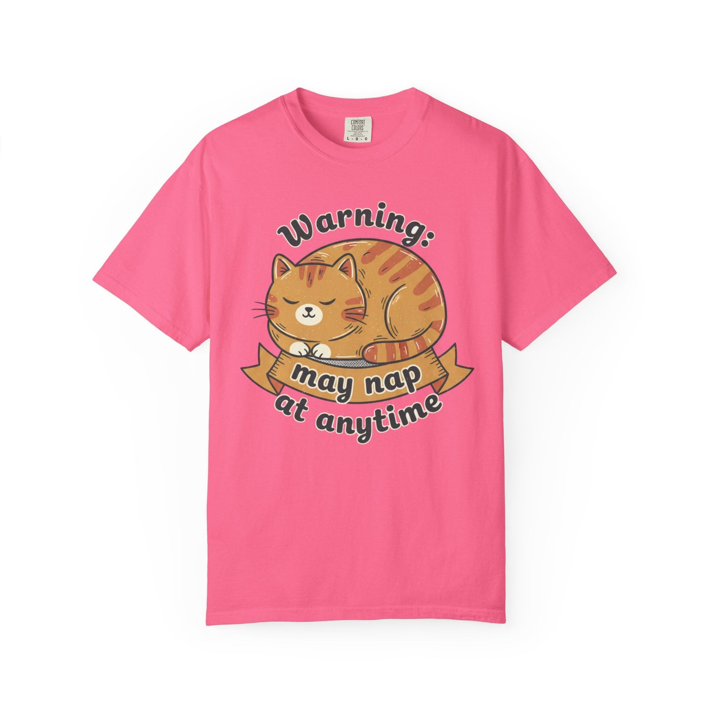 Warning may nap at anytime T-shirt | Sleeping Orange Cat