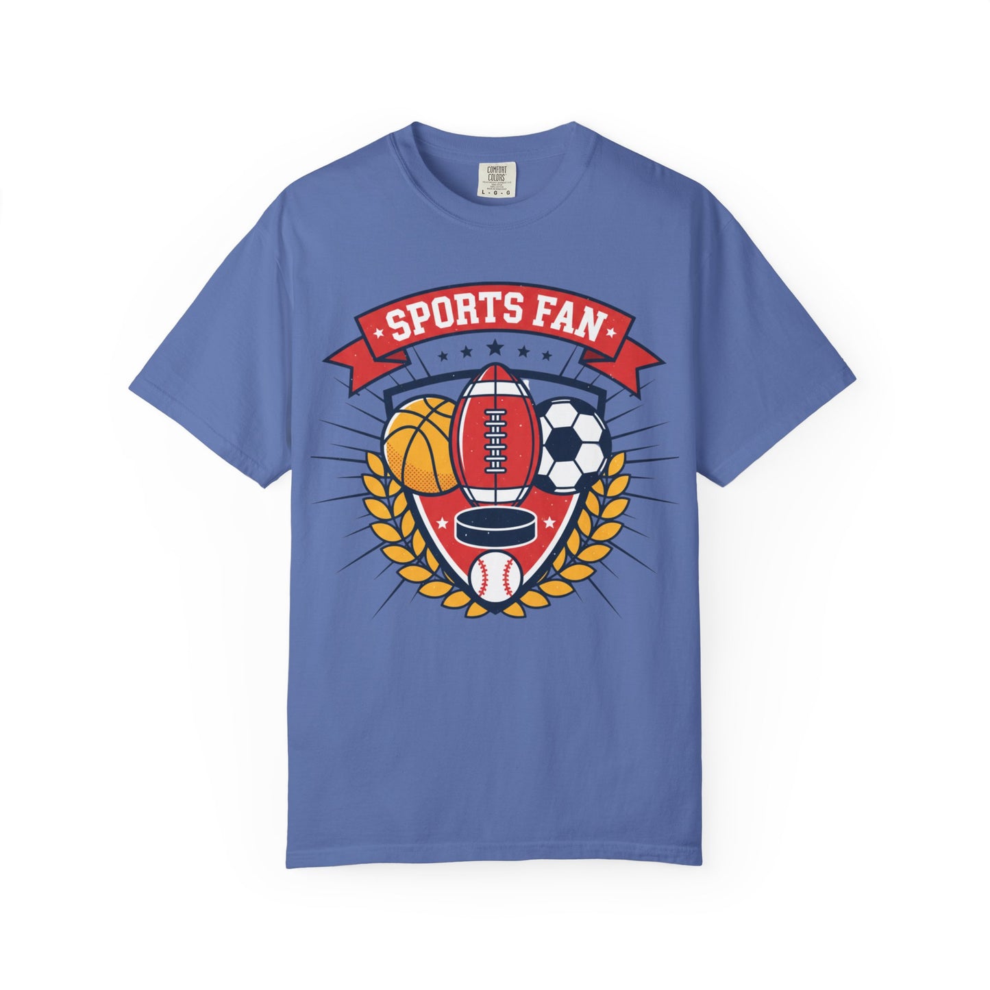 Sports Fan emblem T-shirt | Football Basketball Soccer Baseball