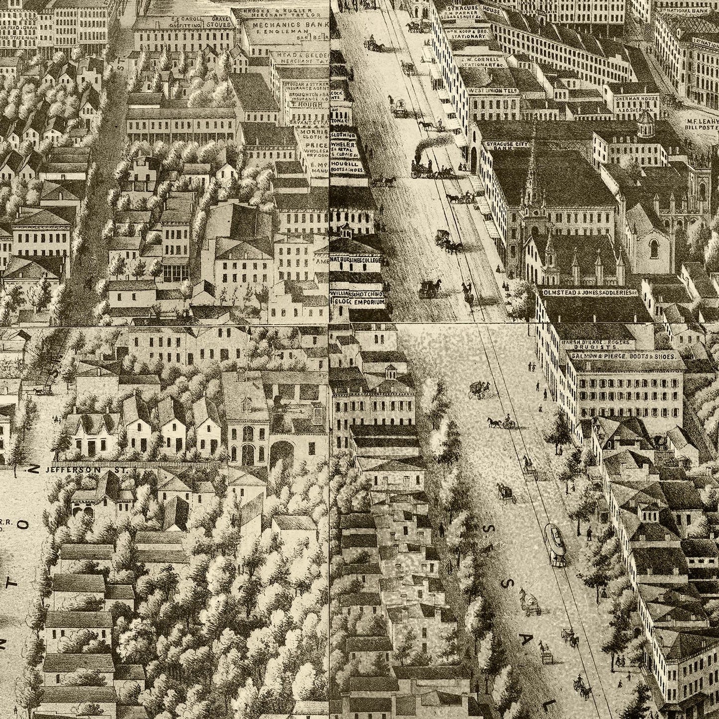 Vintage Map of Syracuse, New York 1868