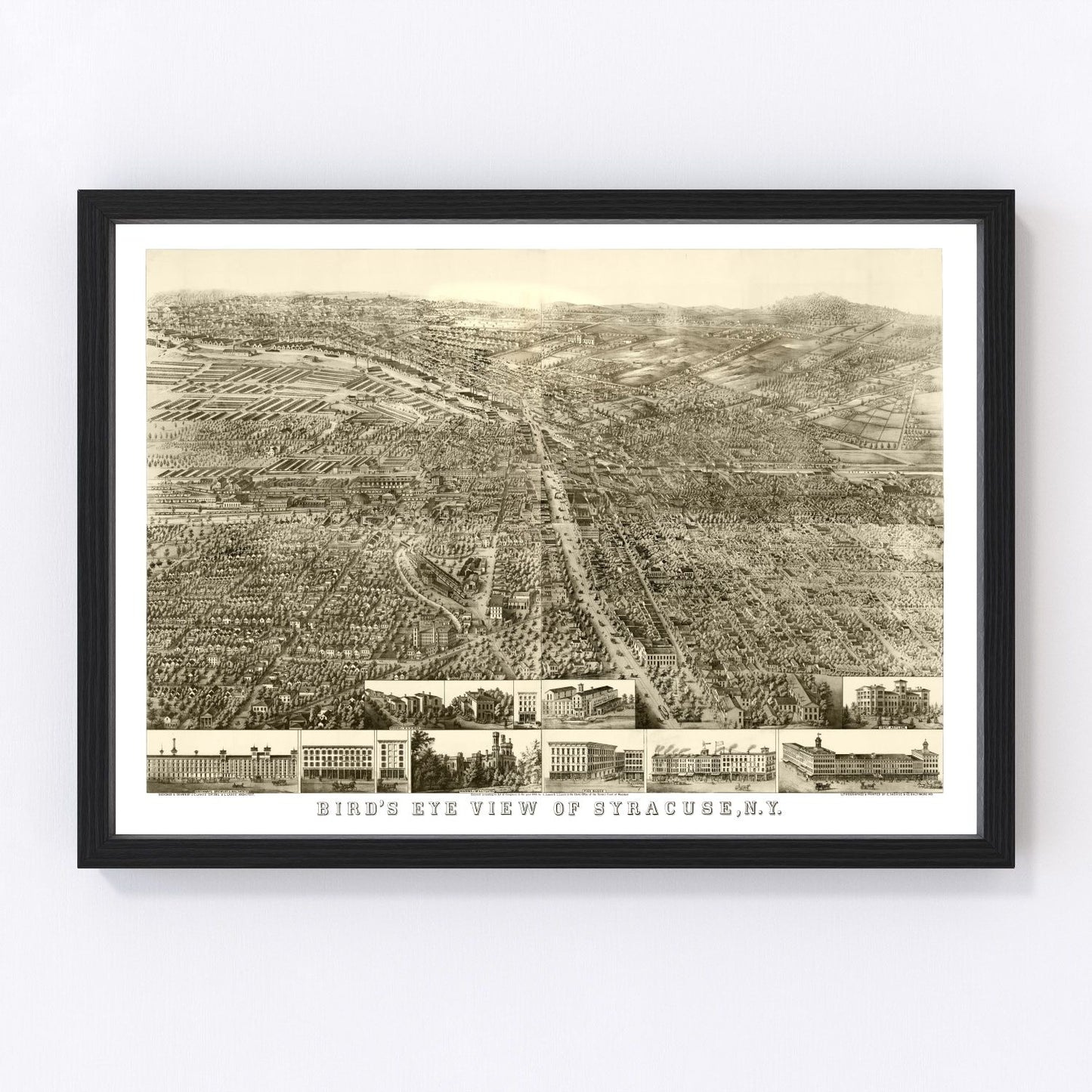 Vintage Map of Syracuse, New York 1868