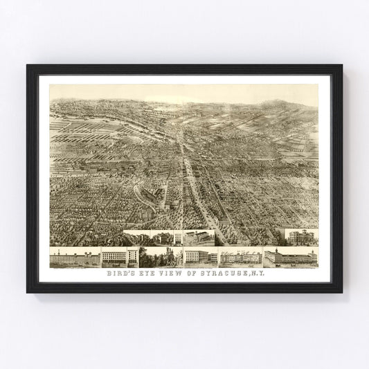 Vintage Map of Syracuse, New York 1868
