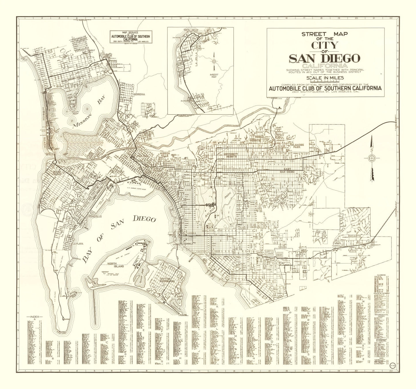 Vintage Map of San Diego, California 1925