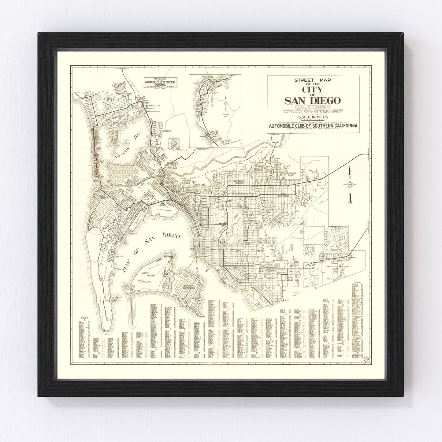 Vintage Map of San Diego, California 1925