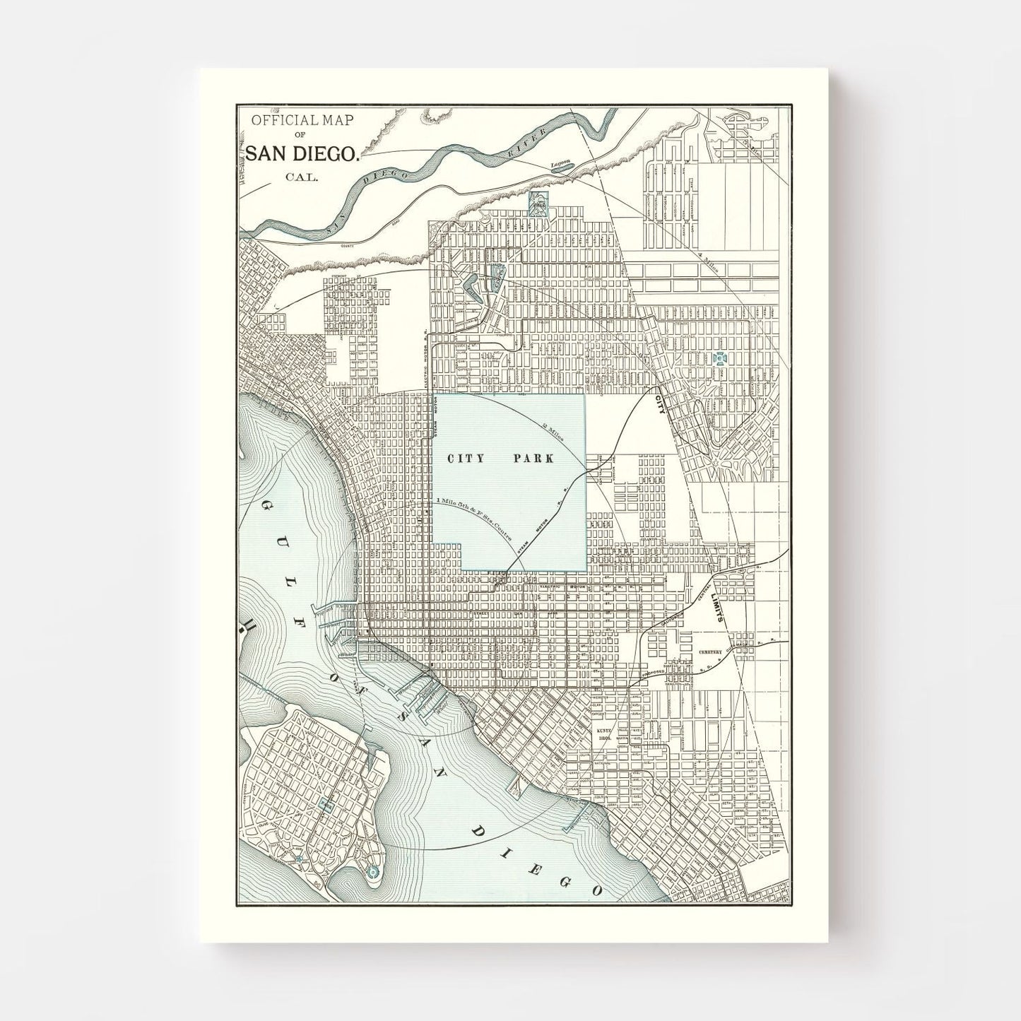 Vintage Map of San Diego, California 1893