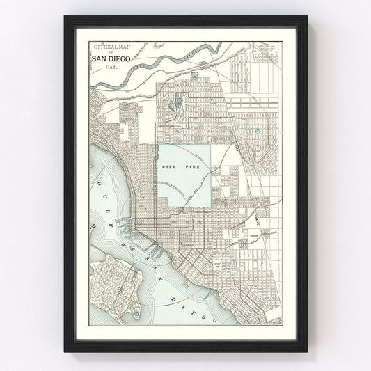 Vintage Map of San Diego, California 1893