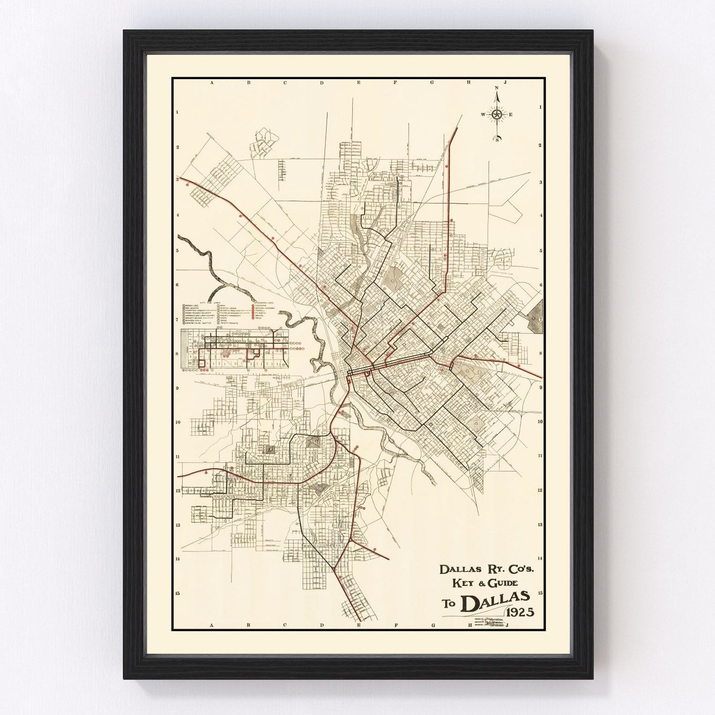 Vintage Map of Dallas, Texas 1925