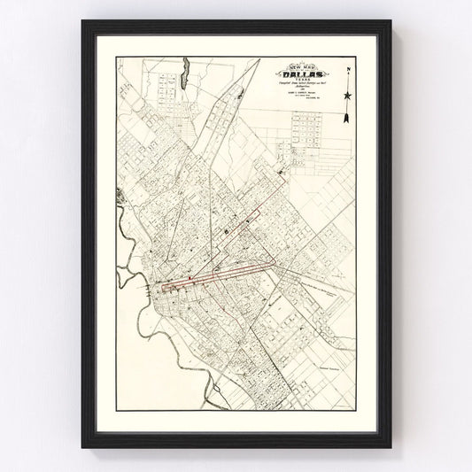 Vintage Map of Dallas, Texas 1901