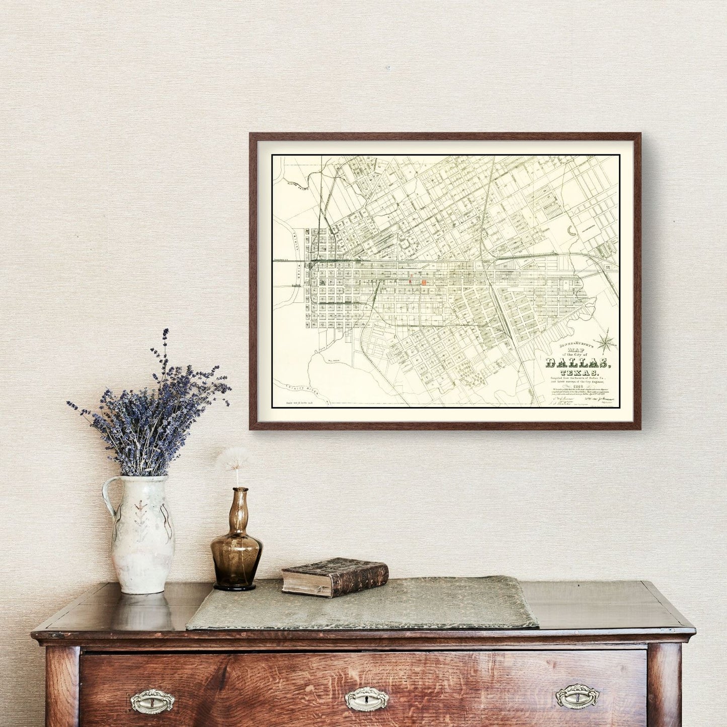 Vintage Map of Dallas, Texas 1882