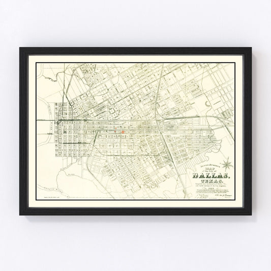 Vintage Map of Dallas, Texas 1882