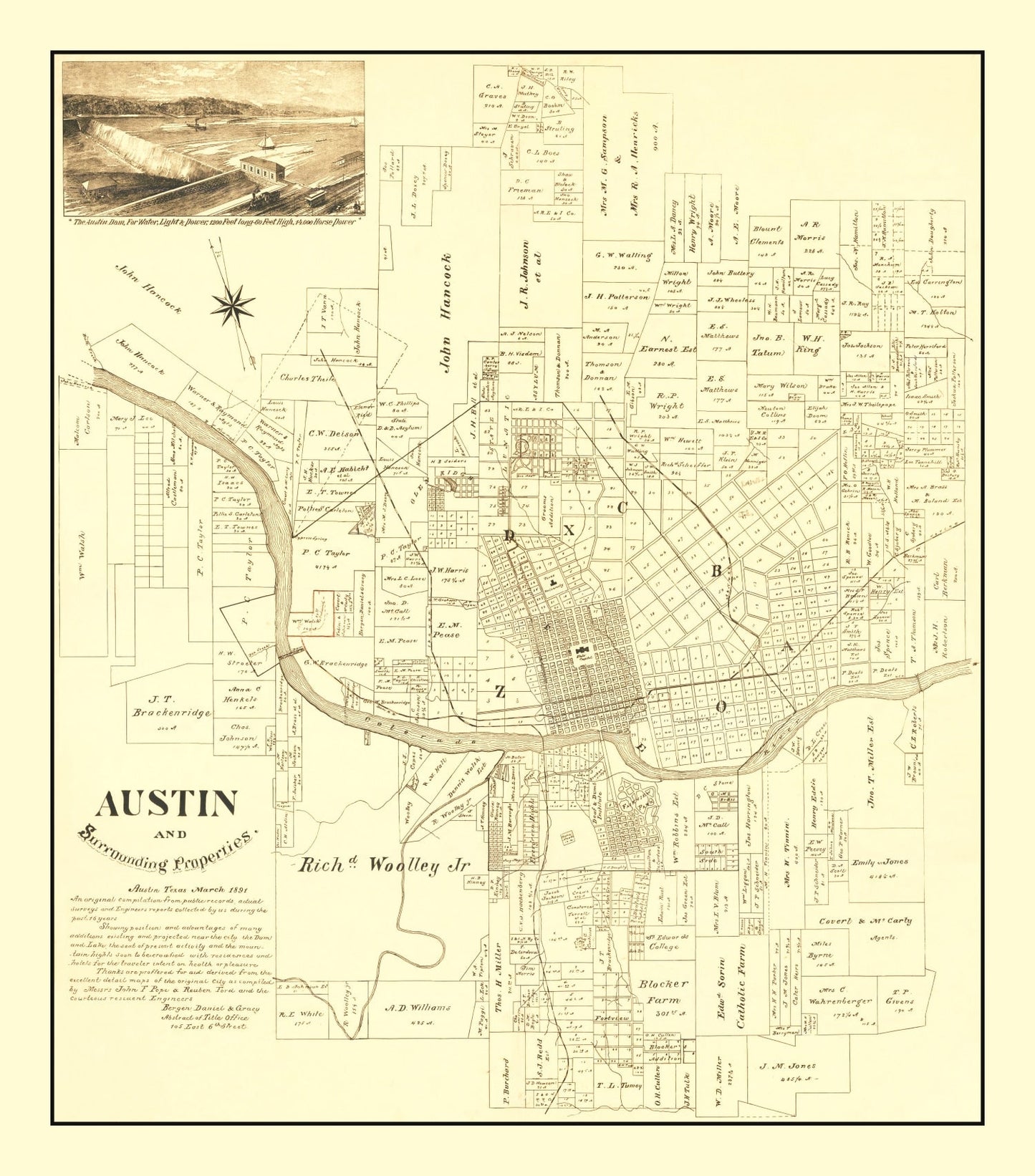 Vintage Map of Austin, Texas 1891