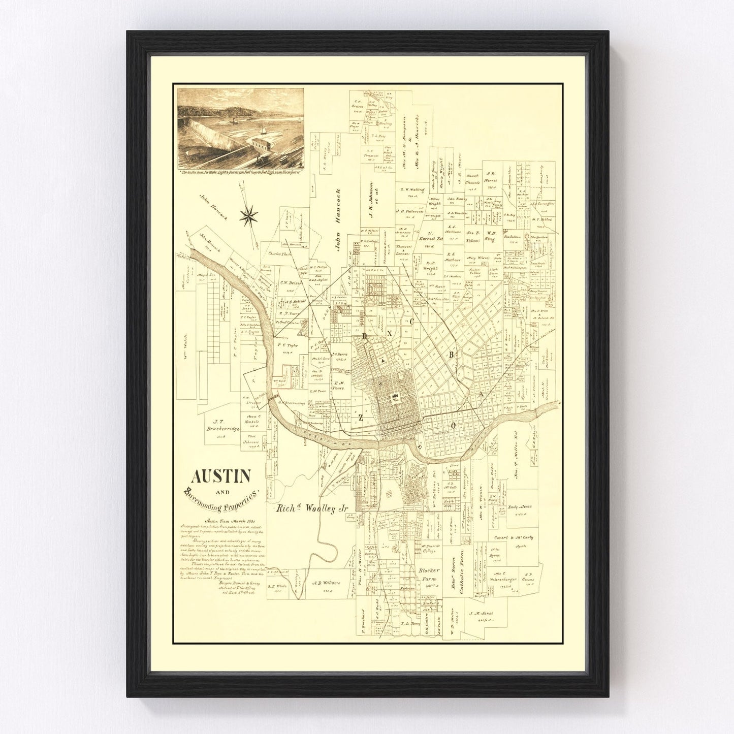 Vintage Map of Austin, Texas 1891